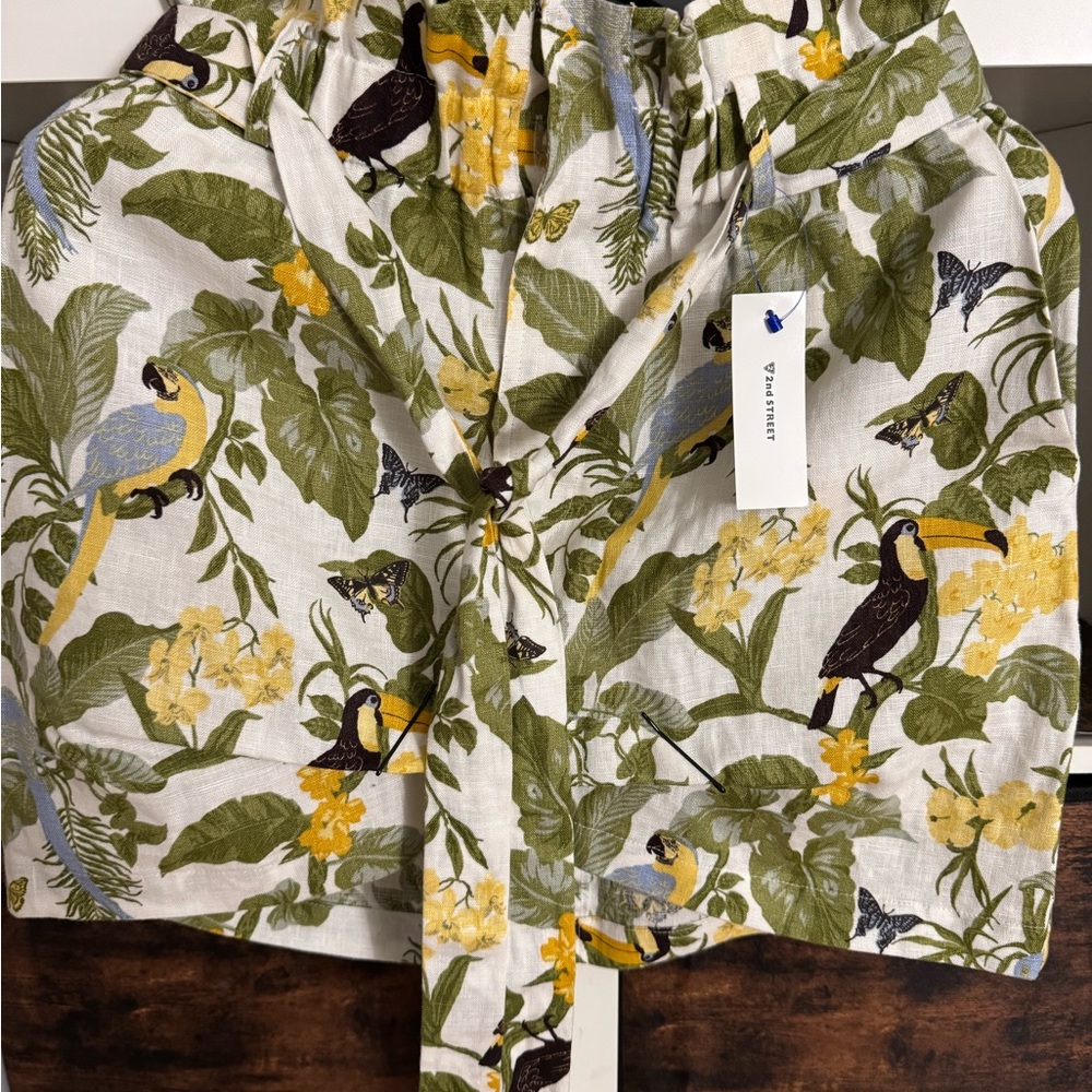 Reformation Green and Yellow Floral Skirt